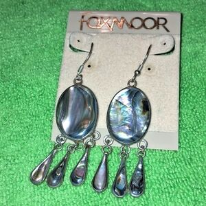 Beautiful,Vintage,Iridescent,Abalone & Sterling Silver,Dangle,Earrings 🦋🦋🦋🦋